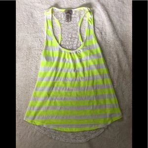 Striped tank top with lace back